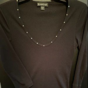 Bebe jet black rhinestone top